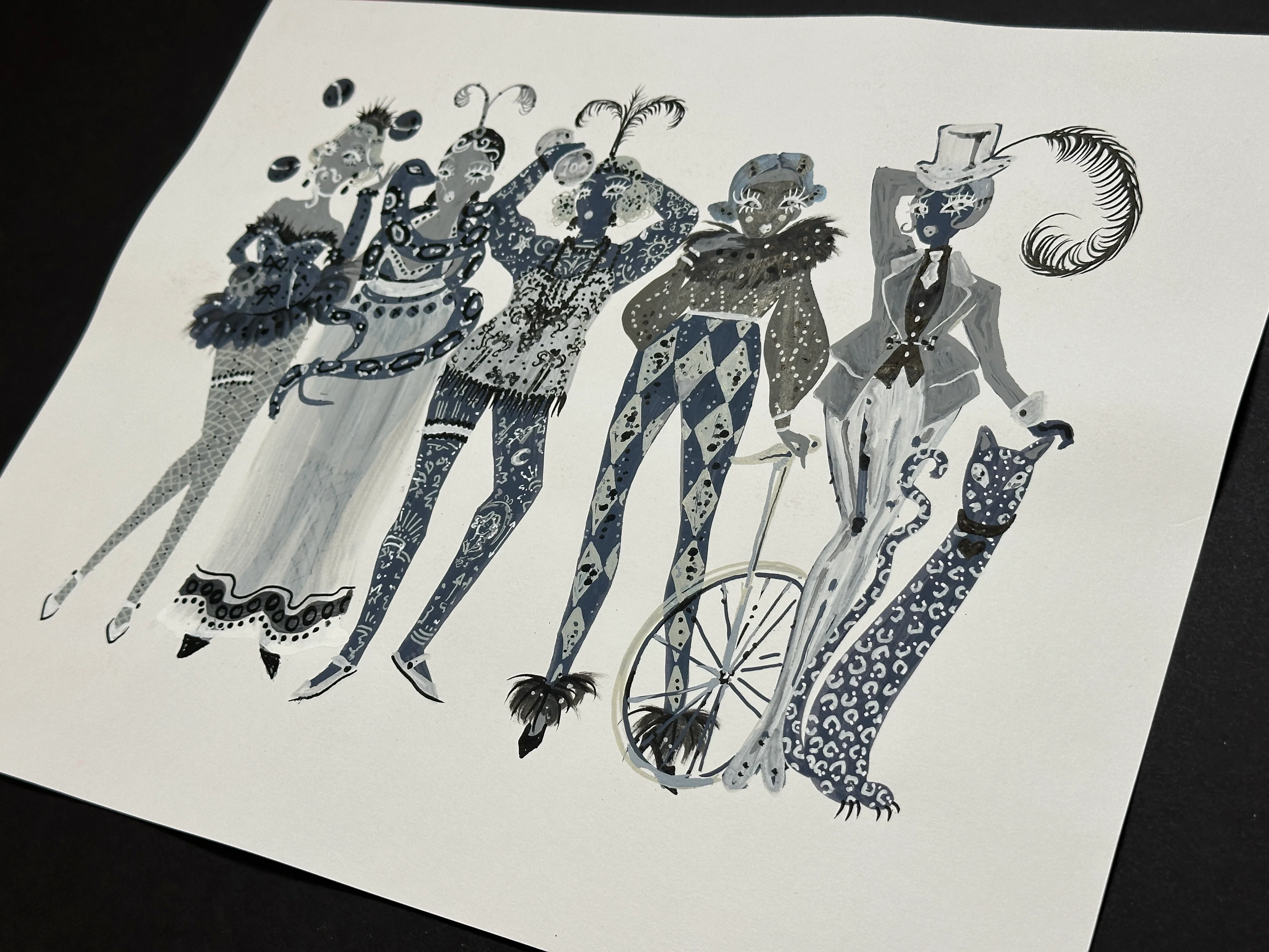 "Grayscale Circus" Original Illustration - Image 3